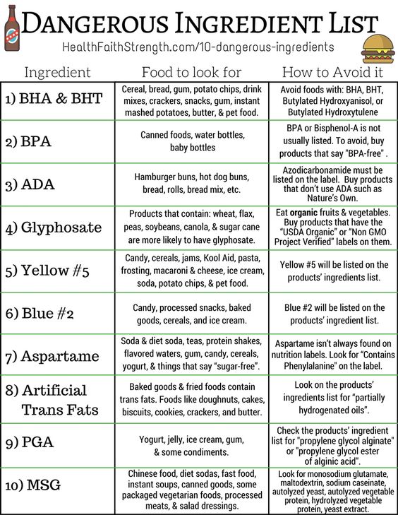 Here is a printable of dangerous ingredients, why they are bad for you, what foods…