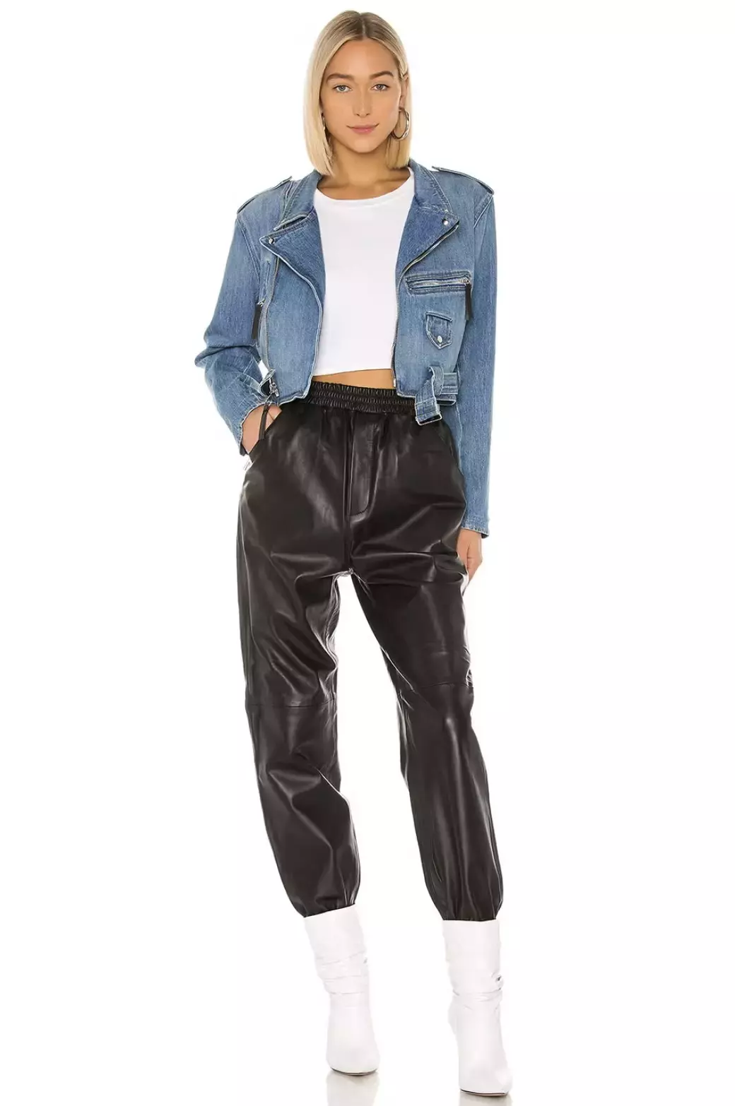 A Denim Moto Jacket Leather Joggers