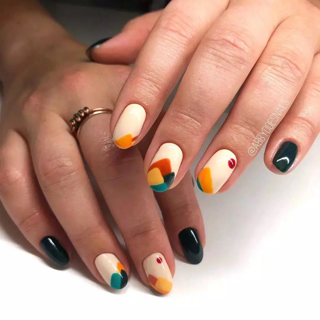 Abstract Thanksgiving Nail Art