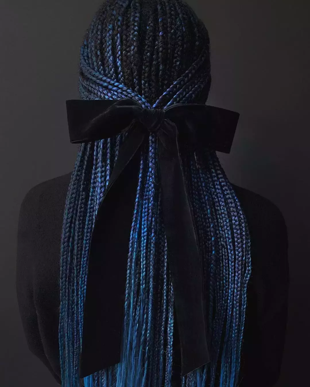 Blue And Black Micro Braids