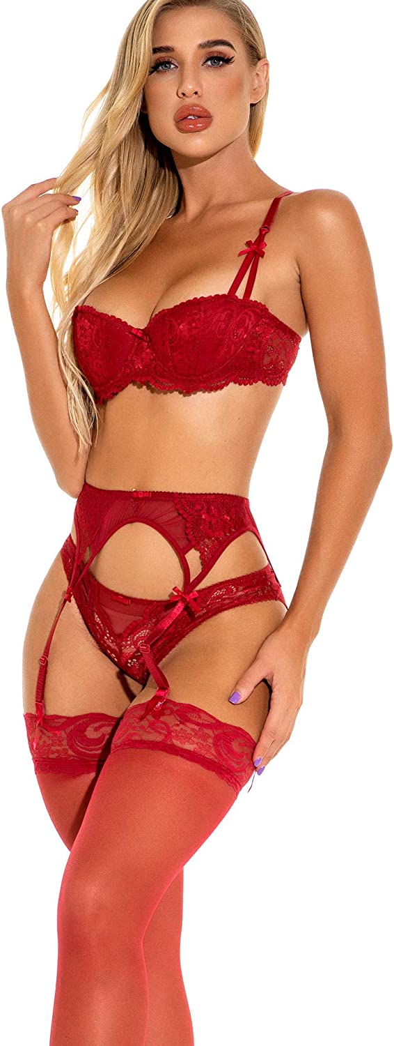 Bluewhalebaby Sexy Push Up Embroidery Bra Set Lace Bra Matching Knickers