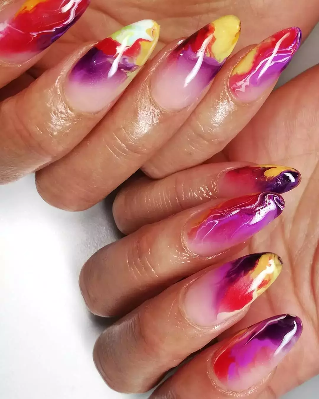 Bright Abstract Ombre Nails