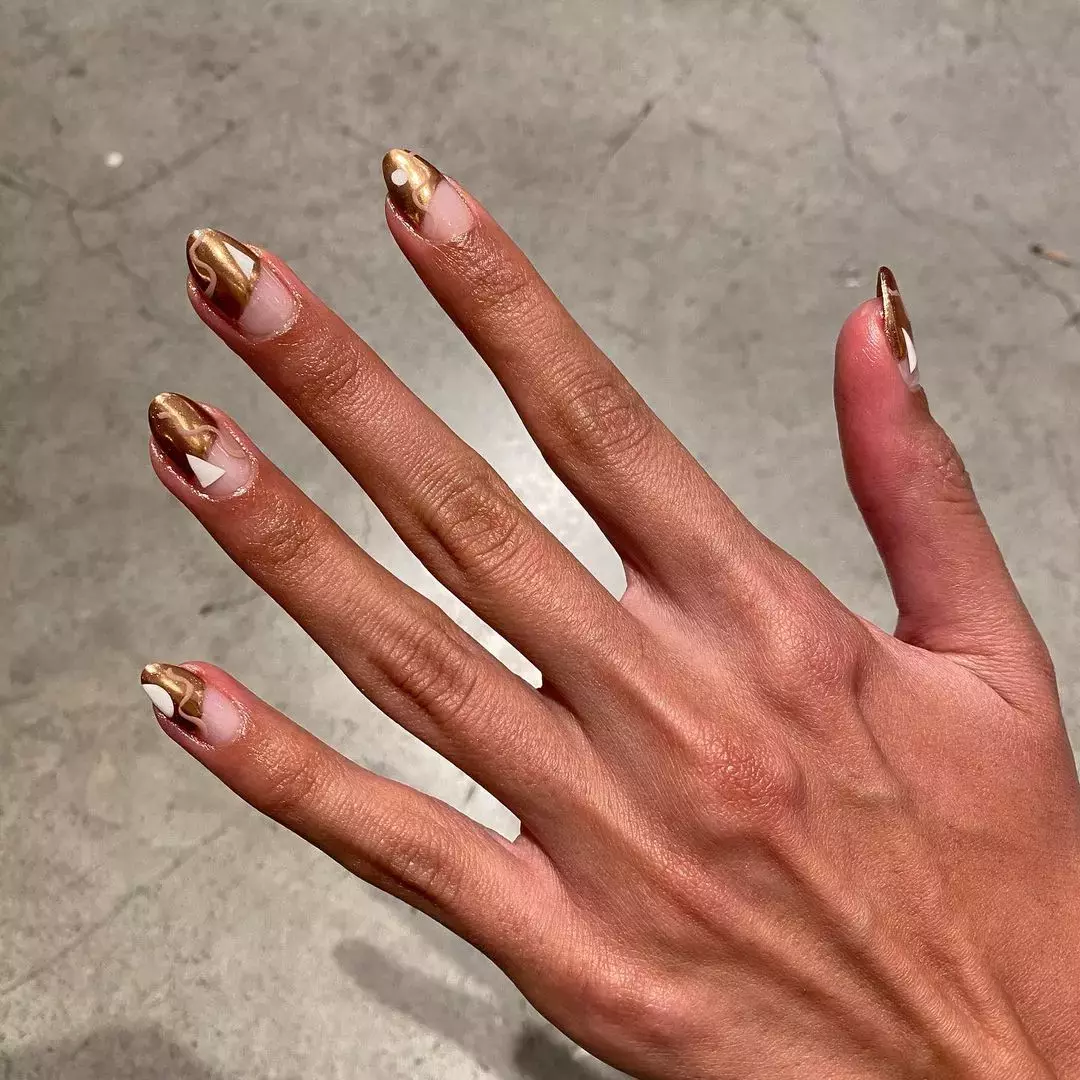 Bronze Dipped Thanksgiving Nails