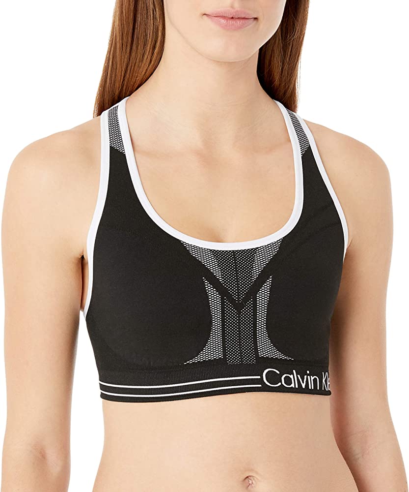 Calvin Klein Women's Performance Moisture Wicking Medium Impact Reversible Seamless Sports Bra