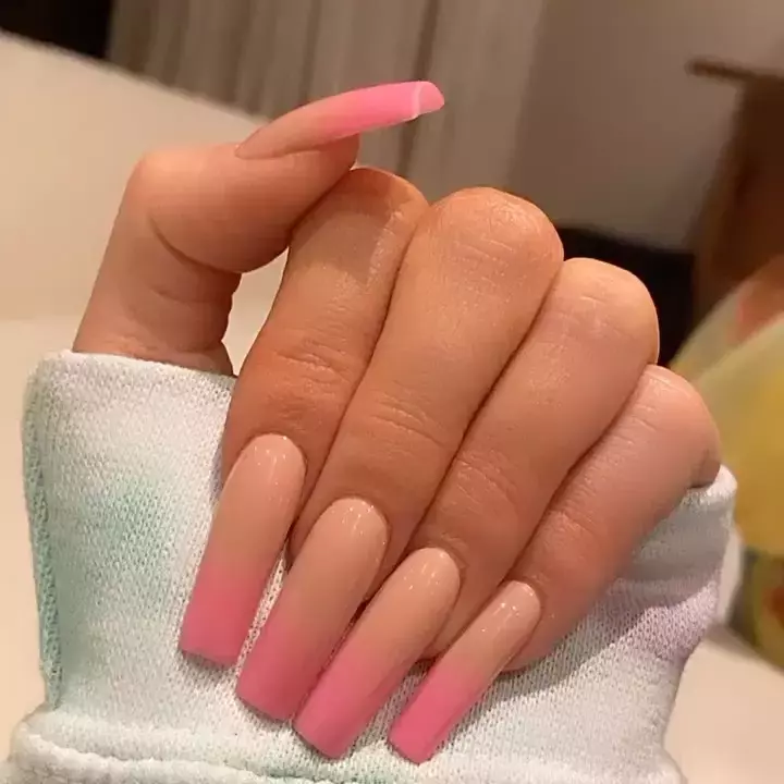 Peach And Pink Ombre Nails