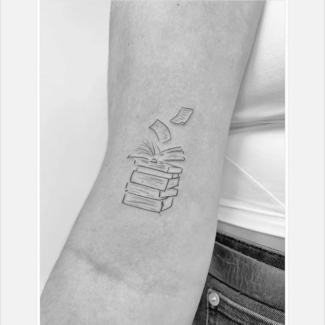 Sagittarius Tattoo Idea Pile Of Books