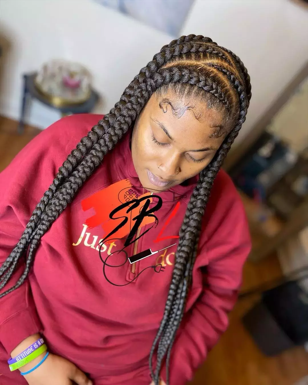 These Ghana Braids With Zig Zag Part