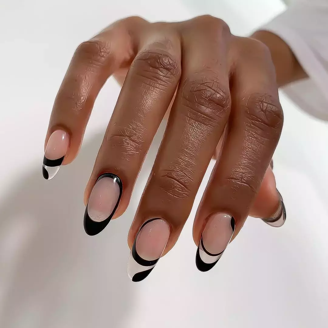 Translucent Black French Tip Nails