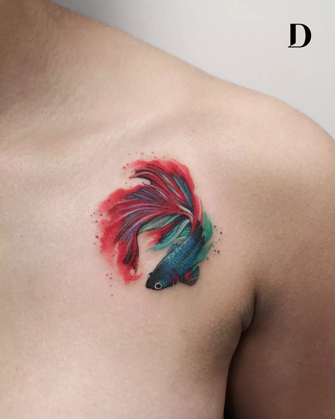 Watercolor Beta Fish Tattoo