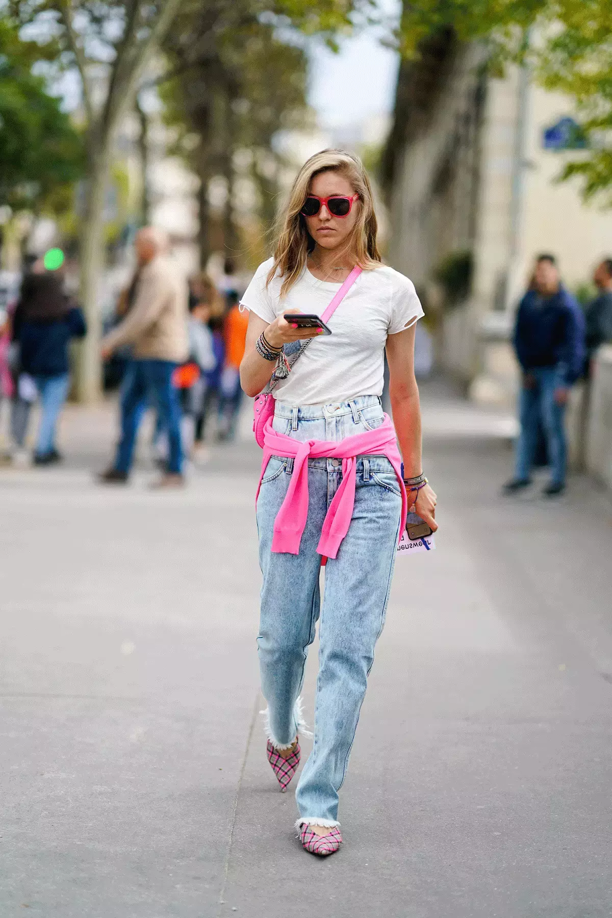 White Tee Straight Leg Jeans Bright Accessories